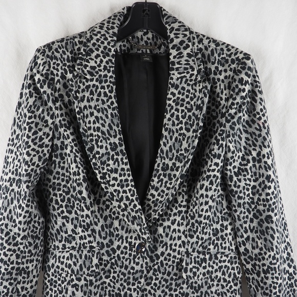 White House Black Market Blazer Leopard Print Sz 8 - Picture 2 of 8
